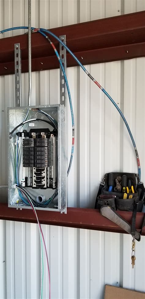 mounting breaker box in metal building|metal building sub panel installation.